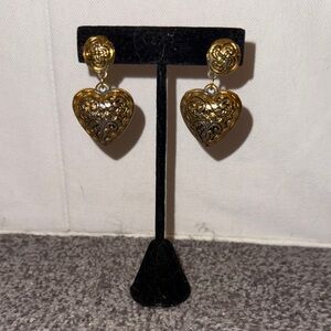 Ornate Gold Heart Earrings